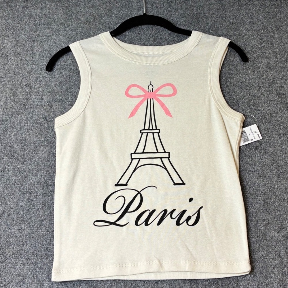 Threads on 9th Paris Tank Top Eiffel Tower‎ Graphic Sleeveless Novelty Shirt S